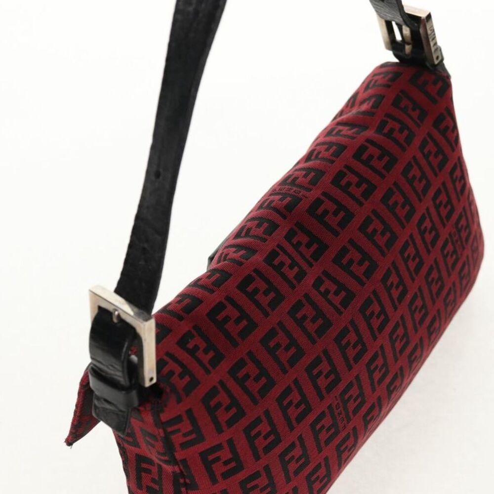 Fendi Baguette Zucchino Canvas Red Canvas Handbag - Picture 14 of 16